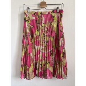 Ann Taylor LOFT Floral Pleated Full Midi Skirt Size 4 petite Spring Artsy